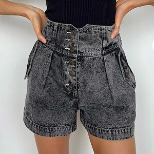 Sofie the Label Josette High Waist Acid Washed Button Fly Denim Jean Short M